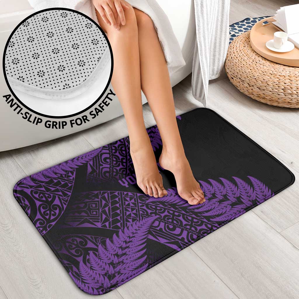 New Zealand Rugby Pacific Personalised Bathroom Set All Purple Maori Pasifika Fern Pattern - Aussie Hoodie
