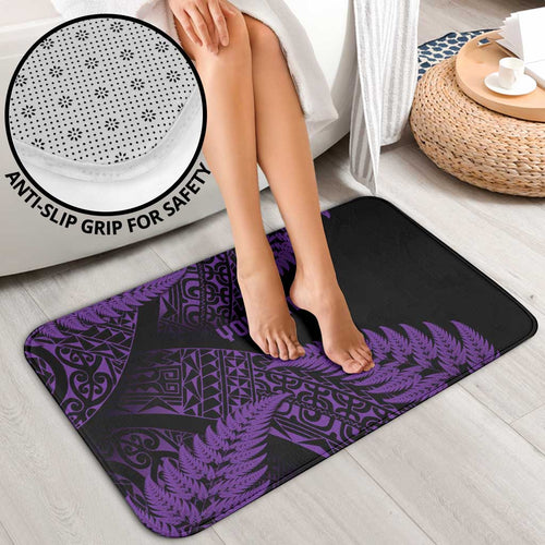 New Zealand Rugby Pacific Personalised Bathroom Set All Purple Maori Pasifika Fern Pattern - Aussie Hoodie