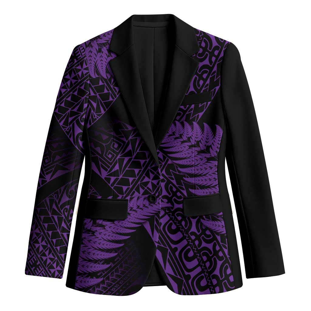 New Zealand Rugby Pacific Personalised Blazer All Purple Maori Pasifika Fern Pattern - Aussie Hoodie