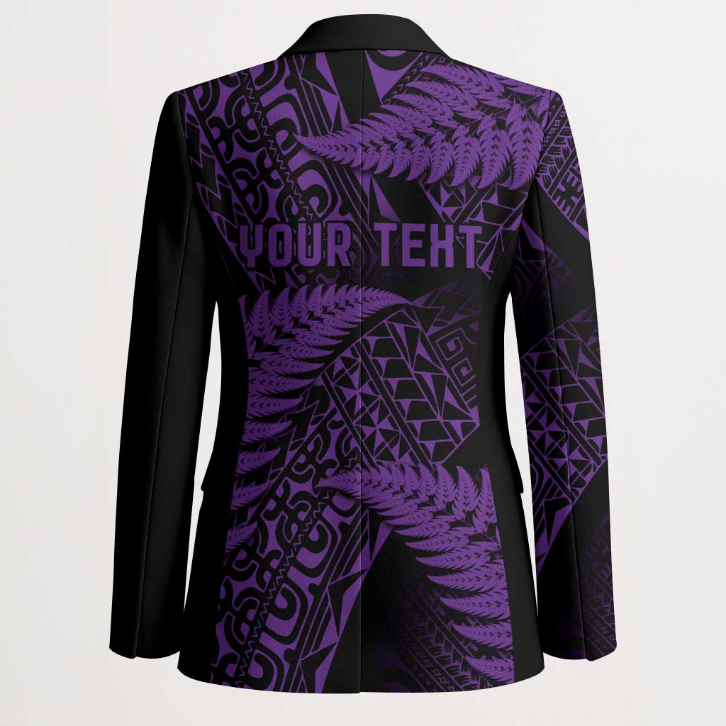 New Zealand Rugby Pacific Personalised Blazer All Purple Maori Pasifika Fern Pattern - Aussie Hoodie