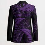 New Zealand Rugby Pacific Personalised Blazer All Purple Maori Pasifika Fern Pattern - Aussie Hoodie