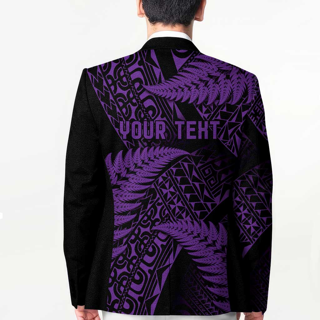 New Zealand Rugby Pacific Personalised Blazer All Purple Maori Pasifika Fern Pattern - Aussie Hoodie