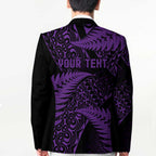 New Zealand Rugby Pacific Personalised Blazer All Purple Maori Pasifika Fern Pattern - Aussie Hoodie