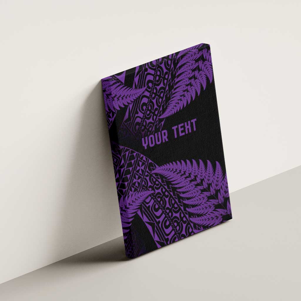 New Zealand Rugby Pacific Personalised Canvas Wall Art All Purple Maori Pasifika Fern Pattern