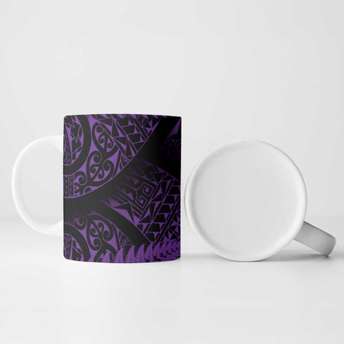 New Zealand Rugby Pacific Personalised Ceramic Mug All Purple Maori Pasifika Fern Pattern - Aussie Hoodie