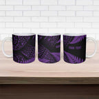 New Zealand Rugby Pacific Personalised Ceramic Mug All Purple Maori Pasifika Fern Pattern - Aussie Hoodie