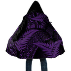 New Zealand Rugby Pacific Personalised Cloak All Purple Maori Pasifika Fern Pattern - Aussie Hoodie