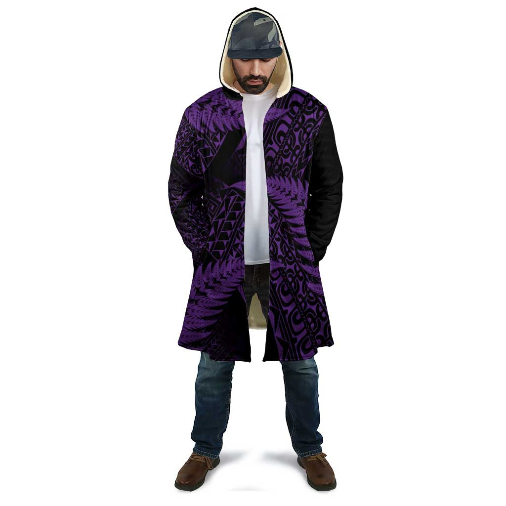 New Zealand Rugby Pacific Personalised Cloak All Purple Maori Pasifika Fern Pattern - Aussie Hoodie