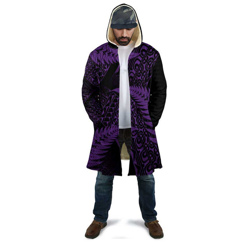 New Zealand Rugby Pacific Personalised Cloak All Purple Maori Pasifika Fern Pattern - Aussie Hoodie