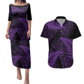 New Zealand Rugby Pacific Personalised Couples Matching Puletasi and Hawaiian Shirt All Purple Maori Pasifika Fern Pattern