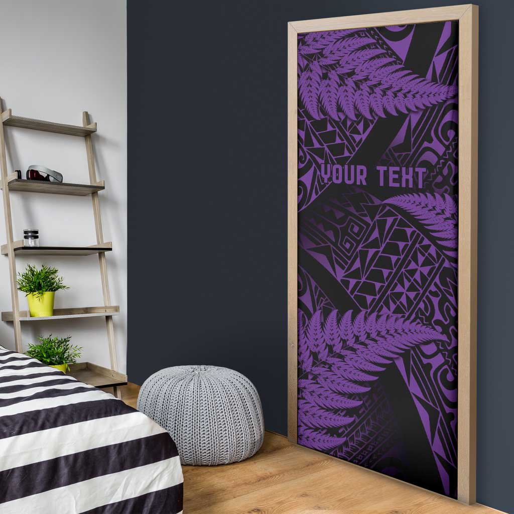 New Zealand Rugby Pacific Personalised Door Cover All Purple Maori Pasifika Fern Pattern - Aussie Hoodie