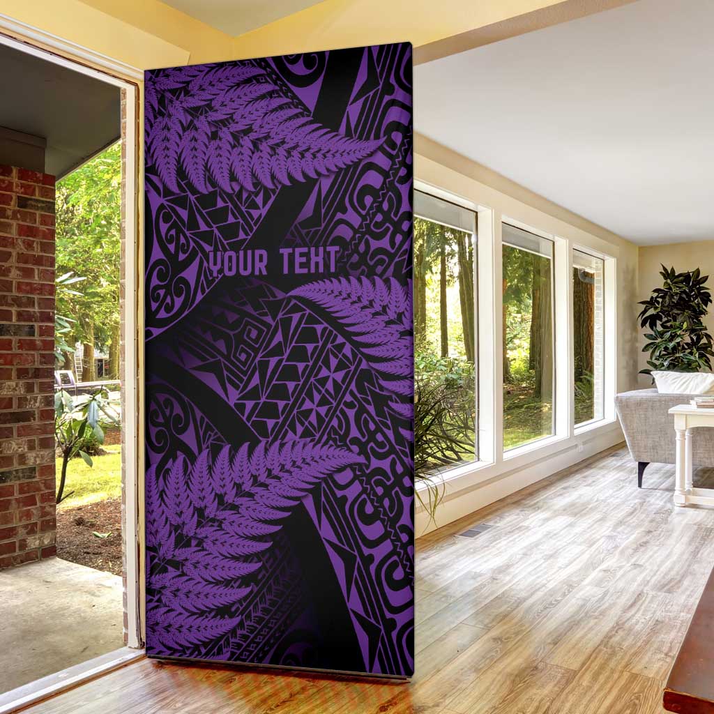 New Zealand Rugby Pacific Personalised Door Cover All Purple Maori Pasifika Fern Pattern - Aussie Hoodie
