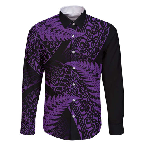 New Zealand Rugby Pacific Personalised Family Matching Puletasi and Hawaiian Shirt All Purple Maori Pasifika Fern Pattern