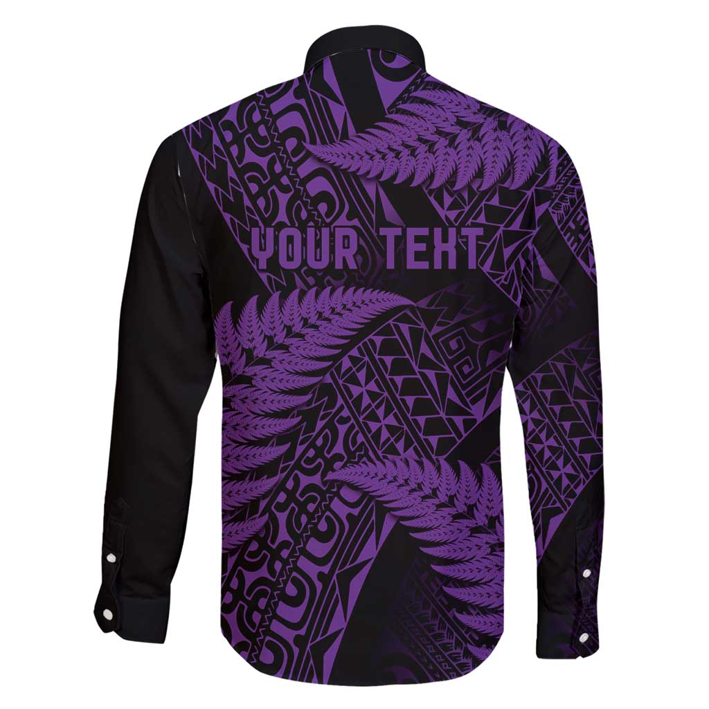 New Zealand Rugby Pacific Personalised Family Matching Short Sleeve Bodycon Dress and Hawaiian Shirt All Purple Maori Pasifika Fern Pattern
