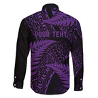 New Zealand Rugby Pacific Personalised Family Matching Short Sleeve Bodycon Dress and Hawaiian Shirt All Purple Maori Pasifika Fern Pattern