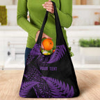 New Zealand Rugby Pacific Personalised Grocery Bag All Purple Maori Pasifika Fern Pattern