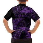New Zealand Rugby Pacific Personalised Hawaiian Shirt All Purple Maori Pasifika Fern Pattern