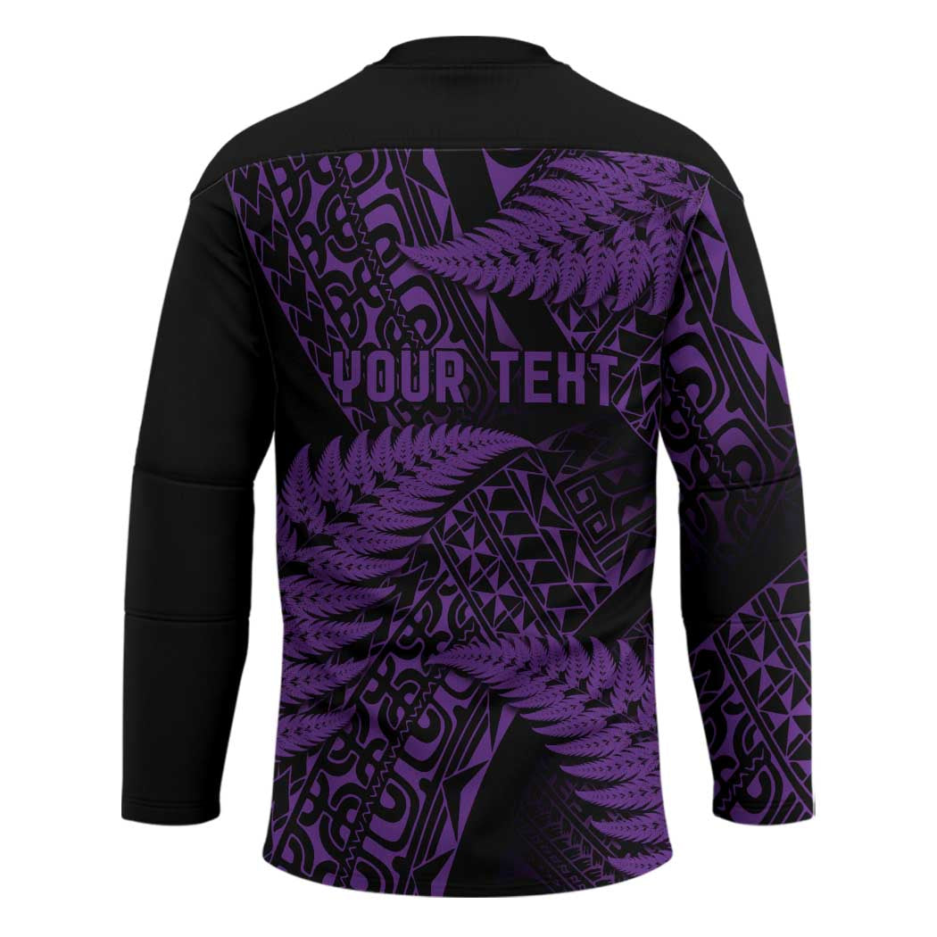 New Zealand Rugby Pacific Personalised Hockey Jersey All Purple Maori Pasifika Fern Pattern - Aussie Hoodie