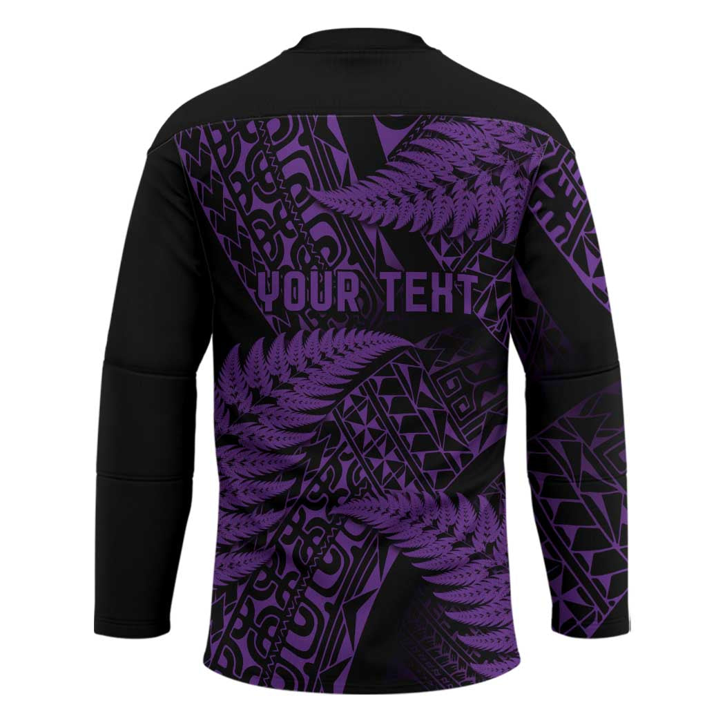 New Zealand Rugby Pacific Personalised Hockey Jersey All Purple Maori Pasifika Fern Pattern - Aussie Hoodie