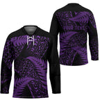 New Zealand Rugby Pacific Personalised Hockey Jersey All Purple Maori Pasifika Fern Pattern - Aussie Hoodie