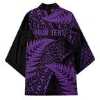 New Zealand Rugby Pacific Personalised Kimono All Purple Maori Pasifika Fern Pattern - Aussie Hoodie