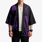 New Zealand Rugby Pacific Personalised Kimono All Purple Maori Pasifika Fern Pattern - Aussie Hoodie