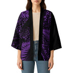 New Zealand Rugby Pacific Personalised Kimono All Purple Maori Pasifika Fern Pattern - Aussie Hoodie