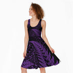 New Zealand Rugby Pacific Personalised Midi Dress All Purple Maori Pasifika Fern Pattern - Aussie Hoodie