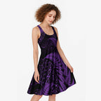 New Zealand Rugby Pacific Personalised Midi Dress All Purple Maori Pasifika Fern Pattern - Aussie Hoodie