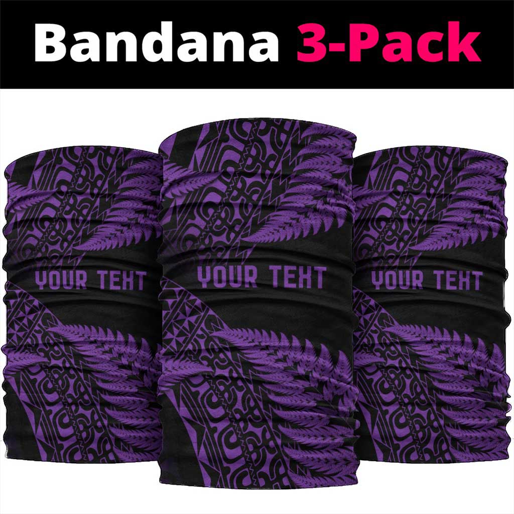 New Zealand Rugby Pacific Personalised Neck Gaiter All Purple Maori Pasifika Fern Pattern - Aussie Hoodie