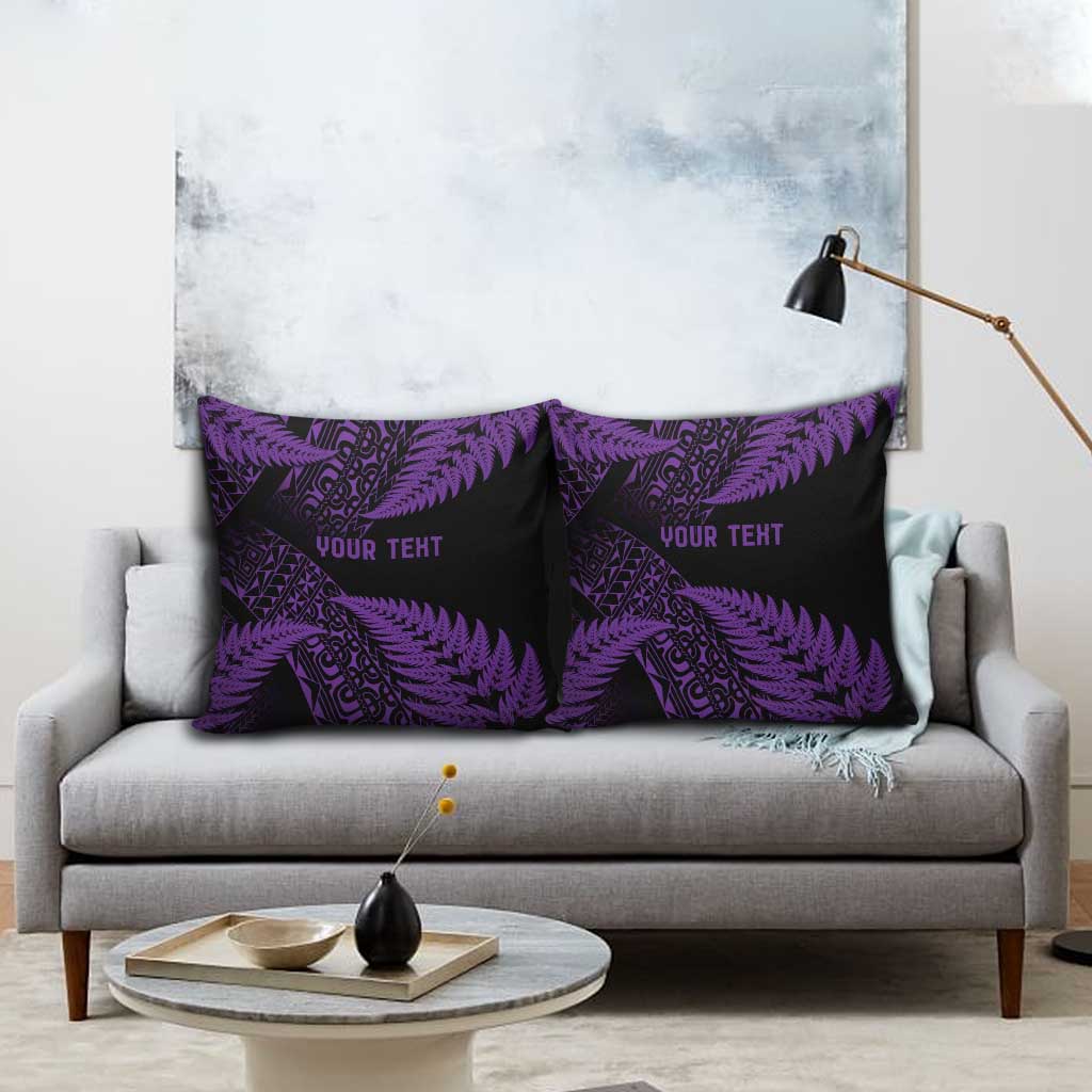 New Zealand Rugby Pacific Personalised Pillow Cover All Purple Maori Pasifika Fern Pattern - Aussie Hoodie