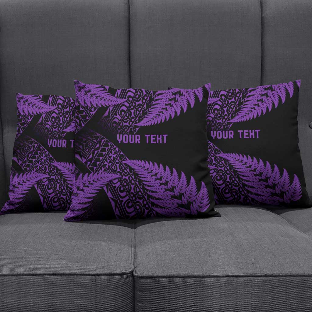 New Zealand Rugby Pacific Personalised Pillow Cover All Purple Maori Pasifika Fern Pattern - Aussie Hoodie