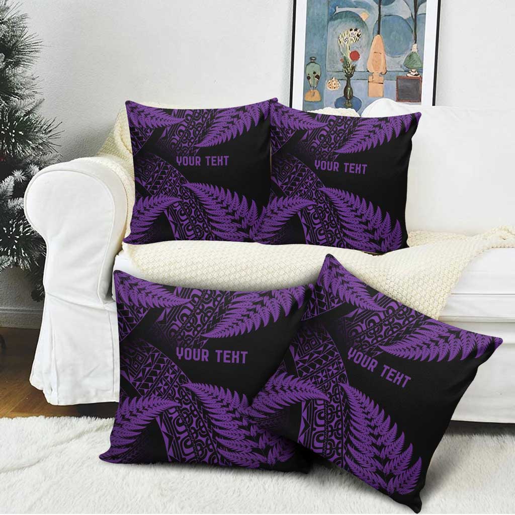 New Zealand Rugby Pacific Personalised Pillow Cover All Purple Maori Pasifika Fern Pattern - Aussie Hoodie
