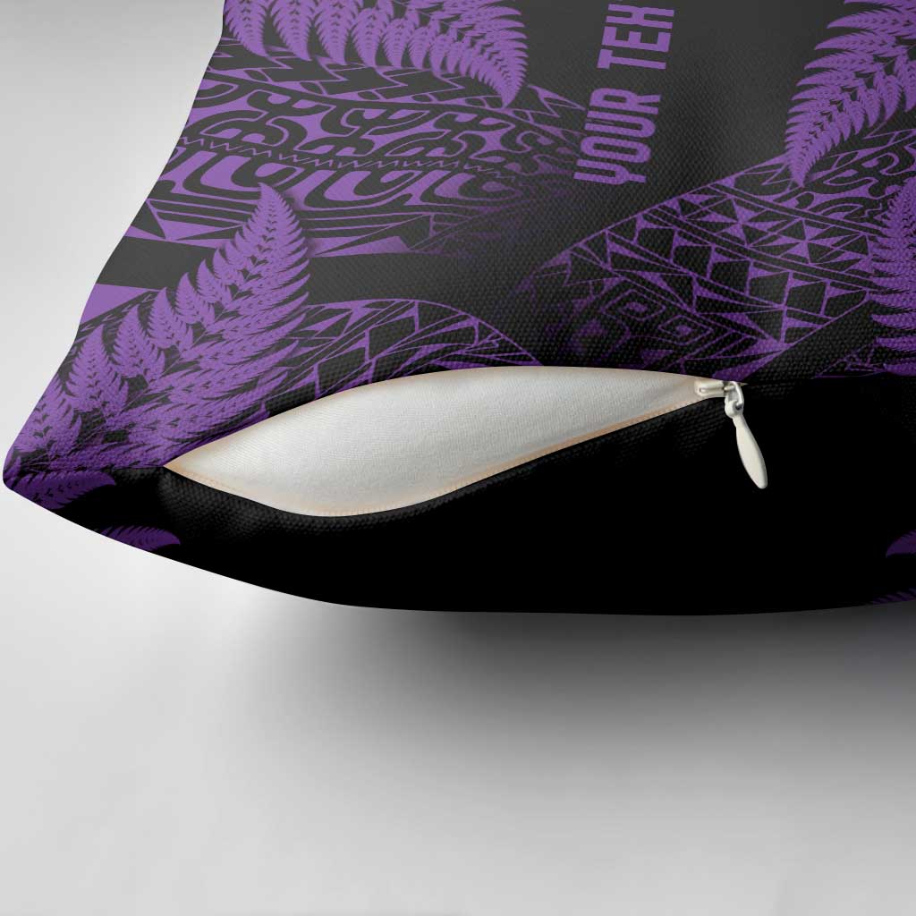New Zealand Rugby Pacific Personalised Pillow Cover All Purple Maori Pasifika Fern Pattern - Aussie Hoodie