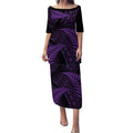 New Zealand Rugby Pacific Personalised Puletasi All Purple Maori Pasifika Fern Pattern