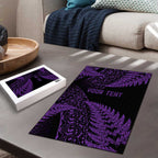 New Zealand Rugby Pacific Personalised Puzzle All Purple Maori Pasifika Fern Pattern - Aussie Hoodie