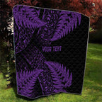 New Zealand Rugby Pacific Personalised Quilt All Purple Maori Pasifika Fern Pattern