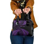 New Zealand Rugby Pacific Personalised Shoulder Handbag All Purple Maori Pasifika Fern Pattern