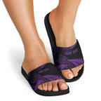 New Zealand Rugby Pacific Personalised Slide Sandals All Purple Maori Pasifika Fern Pattern - Aussie Hoodie