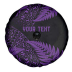 New Zealand Rugby Pacific Personalised Spare Tire Cover All Purple Maori Pasifika Fern Pattern