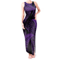 New Zealand Rugby Pacific Personalised Tank Maxi Dress All Purple Maori Pasifika Fern Pattern
