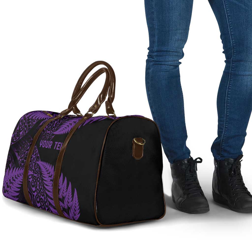 New Zealand Rugby Pacific Personalised Travel Bag All Purple Maori Pasifika Fern Pattern - Aussie Hoodie