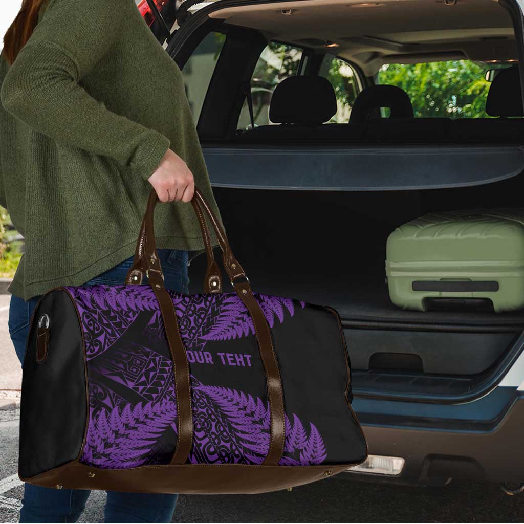 New Zealand Rugby Pacific Personalised Travel Bag All Purple Maori Pasifika Fern Pattern - Aussie Hoodie