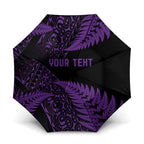 New Zealand Rugby Pacific Personalised Umbrella All Purple Maori Pasifika Fern Pattern - Aussie Hoodie