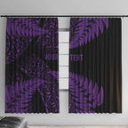 New Zealand Rugby Pacific Personalised Window Curtain All Purple Maori Pasifika Fern Pattern
