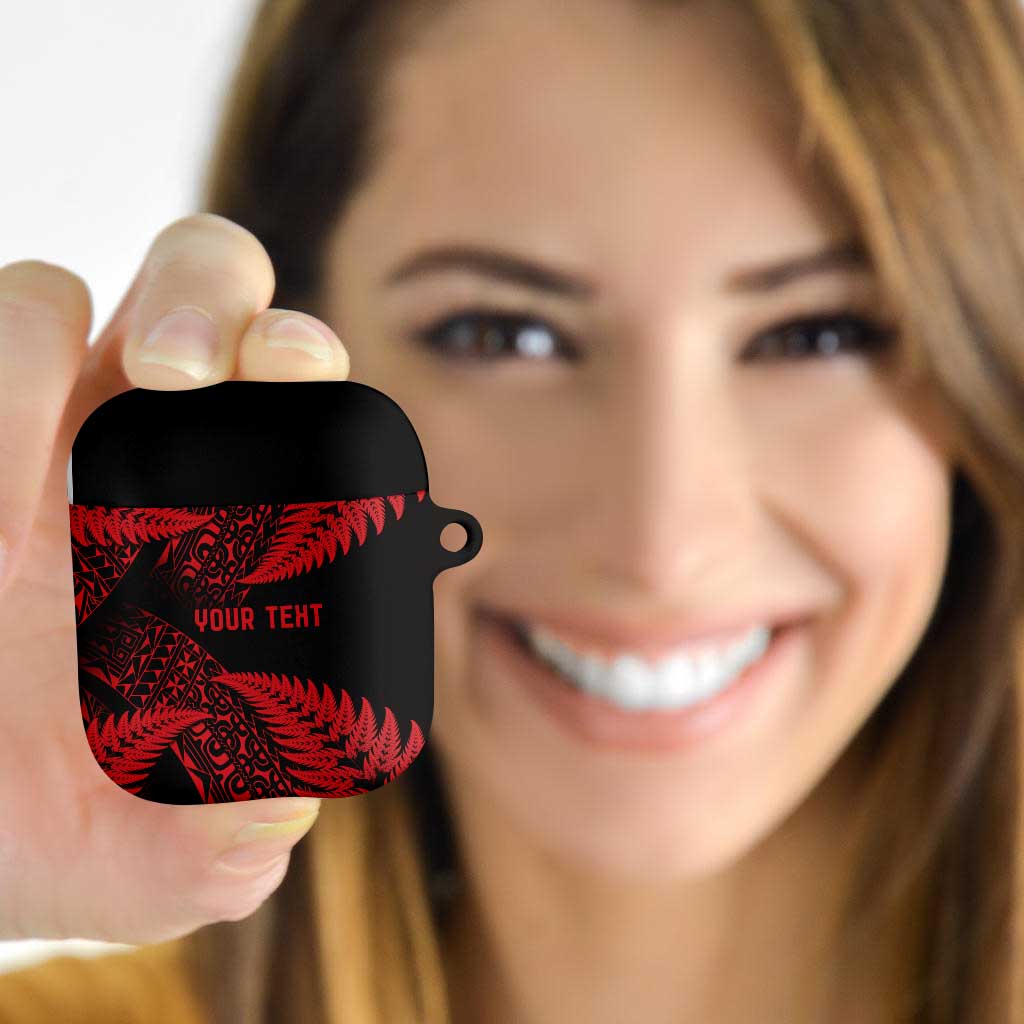 New Zealand Rugby Pacific Personalised AirPods Case All Red Maori Pasifika Fern Pattern - Aussie Hoodie