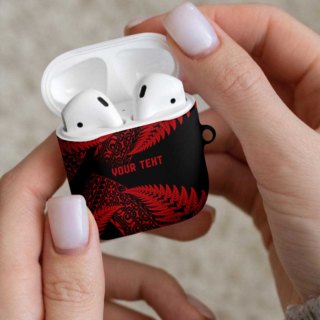 New Zealand Rugby Pacific Personalised AirPods Case All Red Maori Pasifika Fern Pattern - Aussie Hoodie