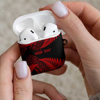New Zealand Rugby Pacific Personalised AirPods Case All Red Maori Pasifika Fern Pattern - Aussie Hoodie