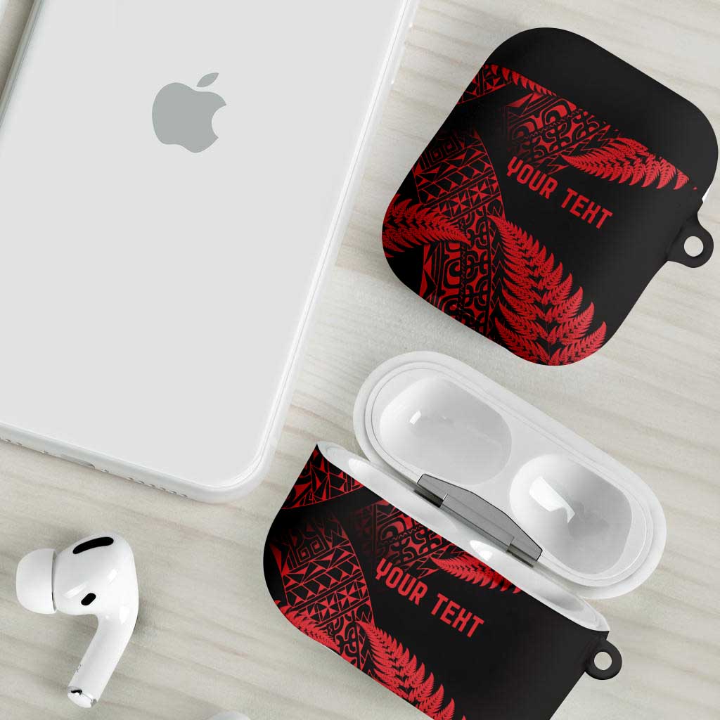 New Zealand Rugby Pacific Personalised AirPods Case All Red Maori Pasifika Fern Pattern - Aussie Hoodie