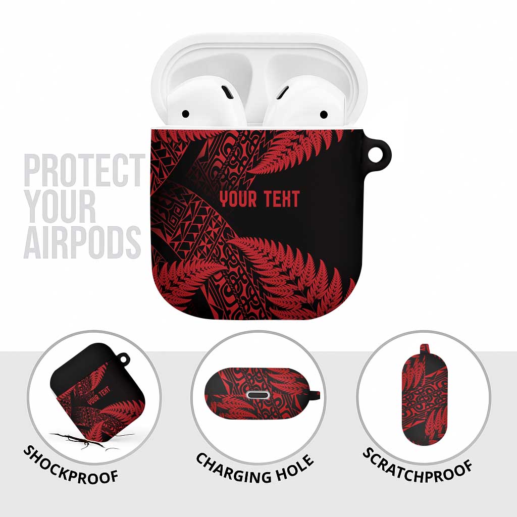 New Zealand Rugby Pacific Personalised AirPods Case All Red Maori Pasifika Fern Pattern - Aussie Hoodie